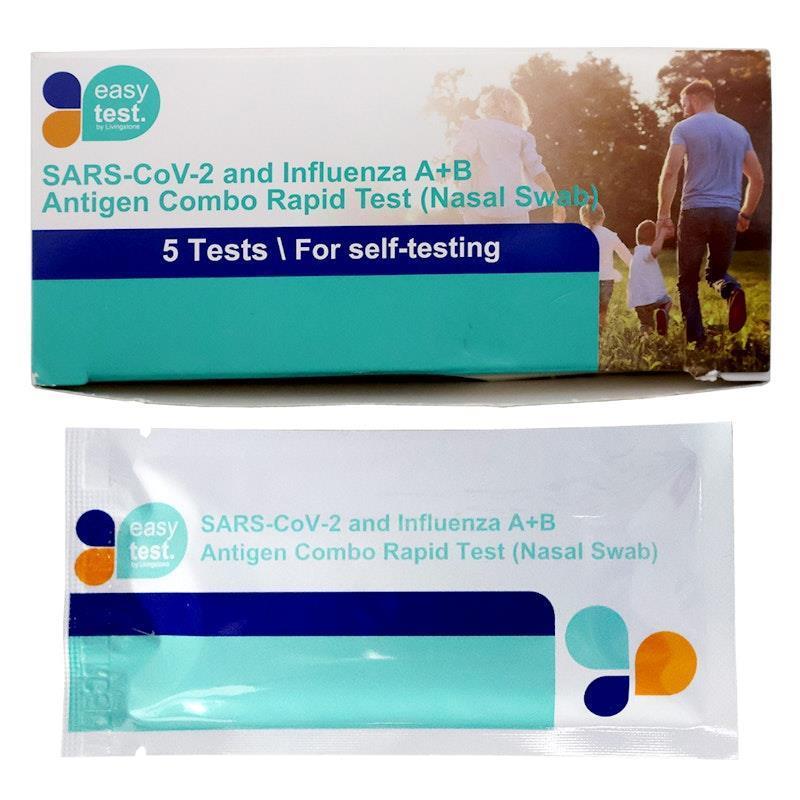 EasyTest COVID-19 Influenza A/B Antigen Combination Nasal Test Kit 5Pack product image