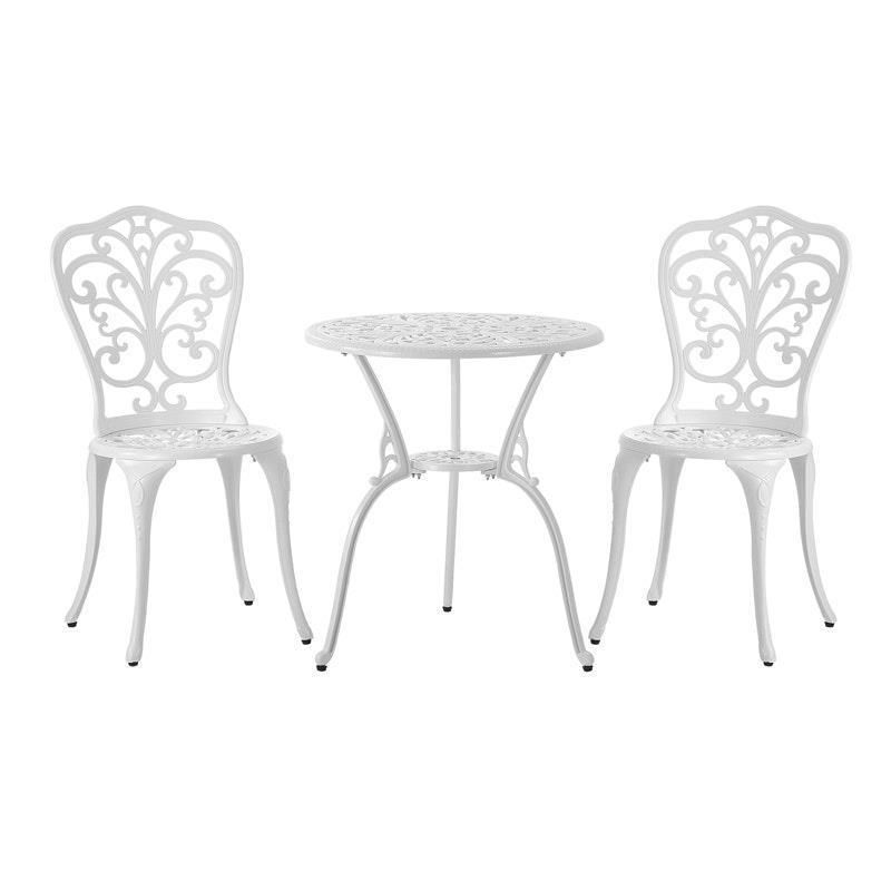 Livsip Bistro Outdoor Setting Chairs Table Patio Dining 3Piece Set White product image