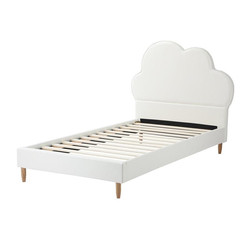 Oikiture Bed Frame Single Size Cloud Kids Bed Frame Leather White product image