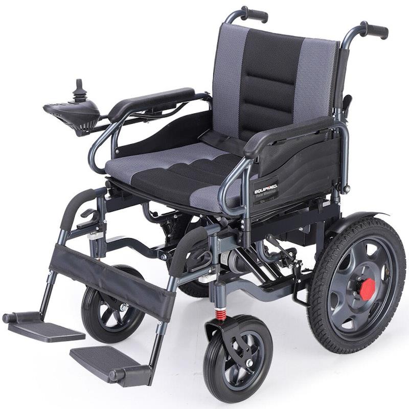 Equipmed Electric Folding Wheelchair Longrange For S-XL Grey & Black