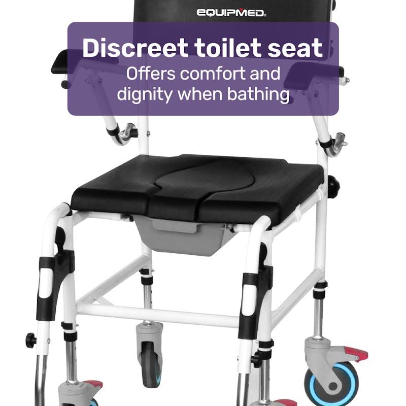 Buy Equipmed Commode Shower Chair with Wheels Black Online at Chemist ...
