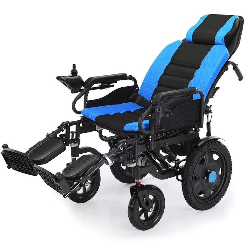 Equipmed Power Electric Wheelchair Longrange For S-XL 16" Wheels Black & Blue
