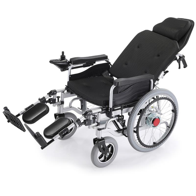 Equipmed Power Electric Wheelchair, XL Wide Bariatric Chair Seat, Long Range, Airline Approved, Recline Adjustment, Lithium Battery, 22" Wheels, Headrest Black
