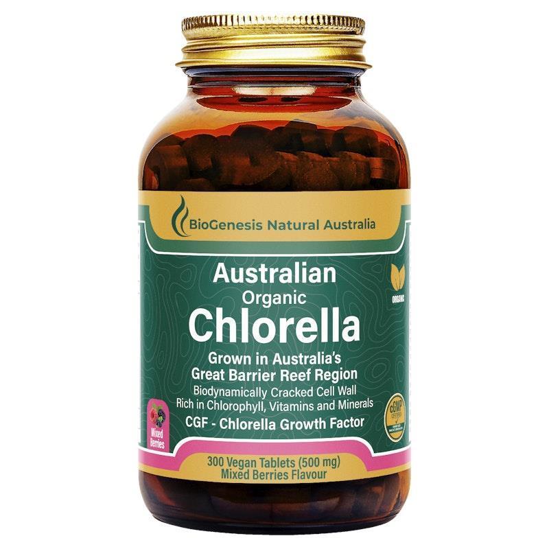 BioGensis Australian Organic Chlorella Tablets Mixed Berries Flavour 300 Tablets product image