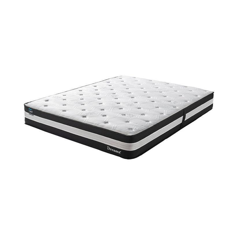 DreamZ Cooling Mattress Pocket Spring Euro Top Bed Foam 5 Zone 25cm Single