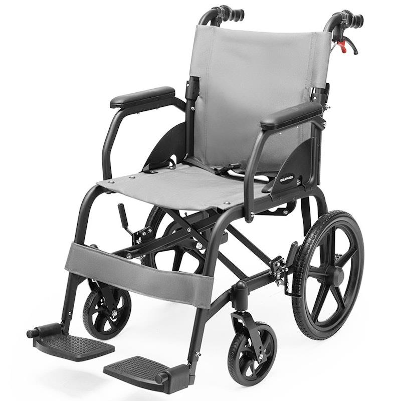 Buy Equipmed Folding Transit Wheelchair Lightweight Grey online