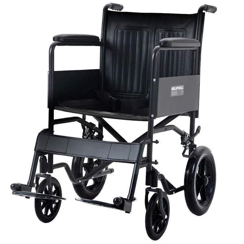 Equipmed Folding Transit Manual Wheelchair For S-XL Black product image