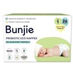 Bunjie Probiotic Eco Nappies Size 1, Up to 5kg, 26 Pack