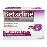 Betadine Sore Throat Anaesthetic Berry 16 Lozenges