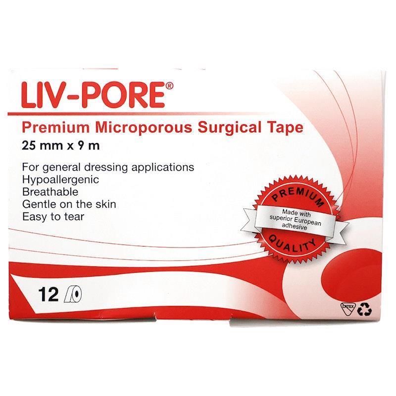Livingstone Liv-Pore Premium Microporous Surgical Paper Tape 25mm x 9m 12/Box product image