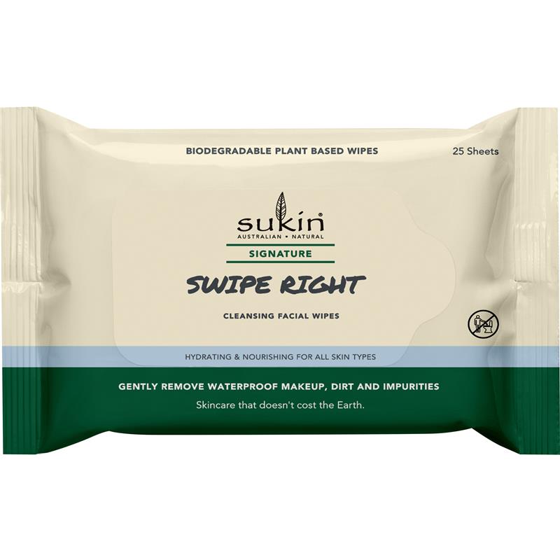 Sukin Signature Swipe Right Cleansing Facial Wipes 25 Sheets