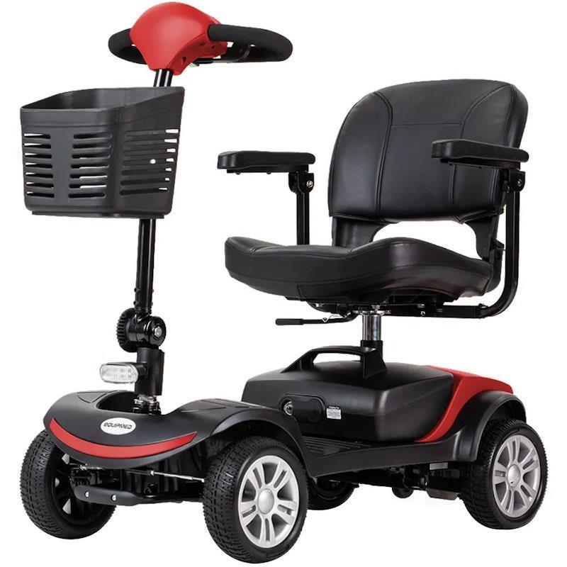 Equipmed Freeroam+ Mid-Sized Foldable Electric Lithium Mobility Scooter Red