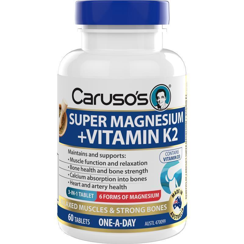 Carusos Super Magnesium + Vitamin K2 60 Tablets
