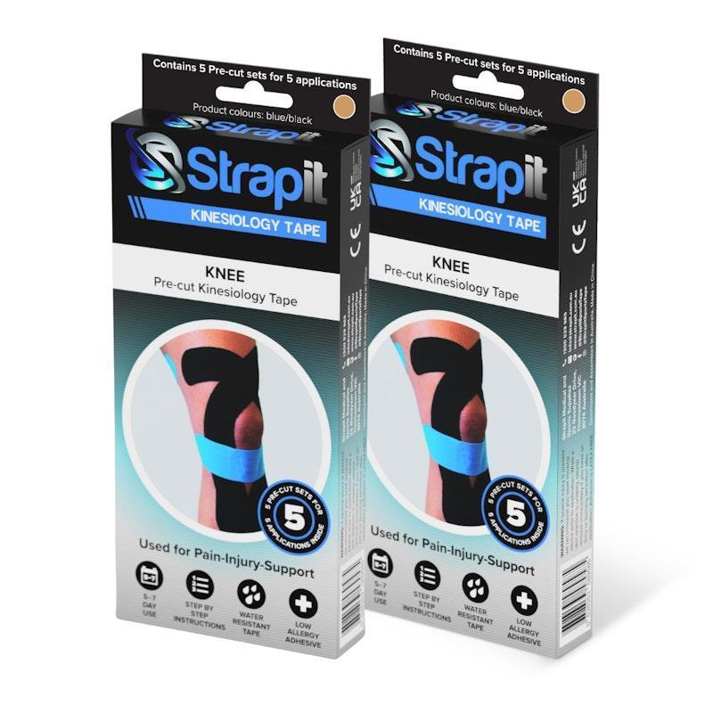 Strapit Knee Precut Kinesiology Tape - TAN - Box of 5 2 Pack