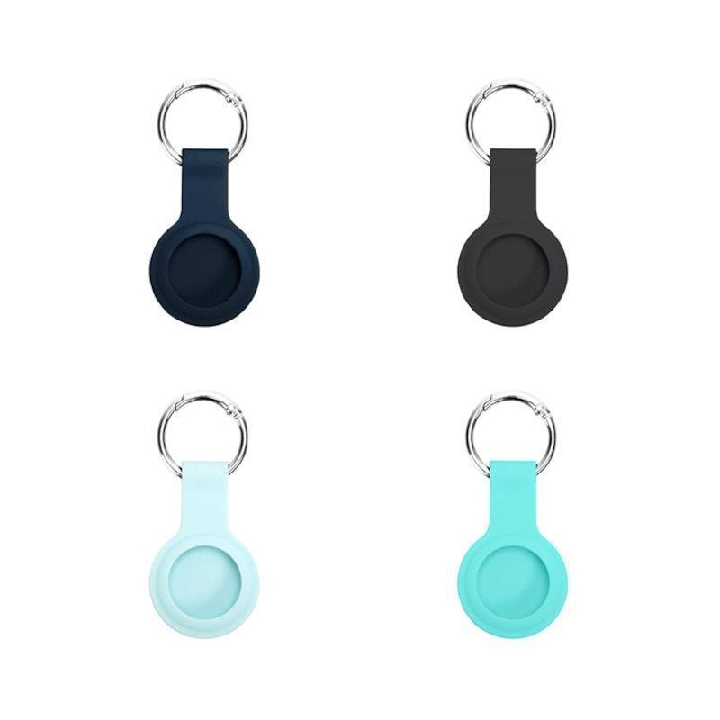 Laser Silicone Key Ring for Apple AirTag - Black, Blue, Cyan, Aqua 4 Pack product image