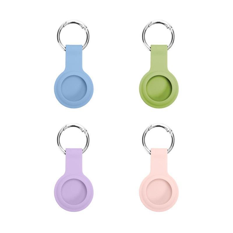 Laser Silicone Key Ring for Apple AirTag - Blue, Green, Purple, Pink 4 Pack