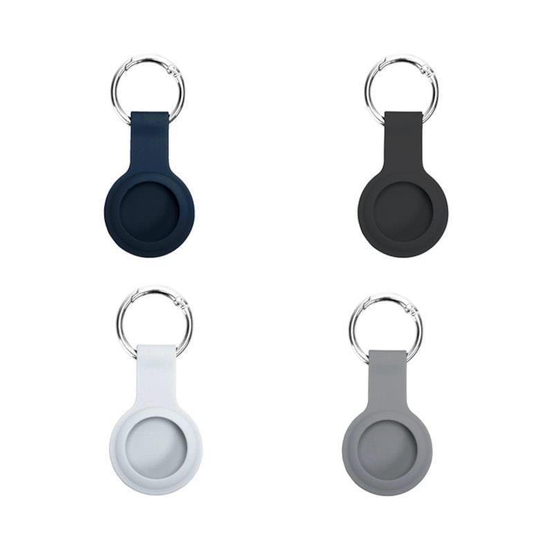 Laser Silicone AirTag Key Ring - Black, White, Blue, Grey 4 Pack
