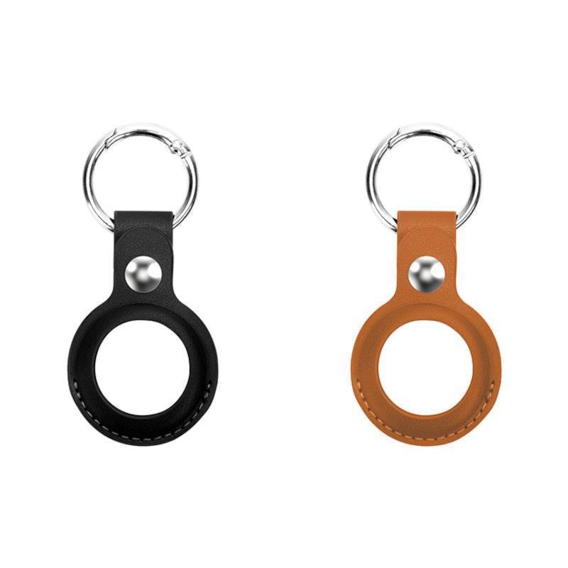Laser Leather Key Ring for Apple AirTag Brown and Black 2 Pack product image