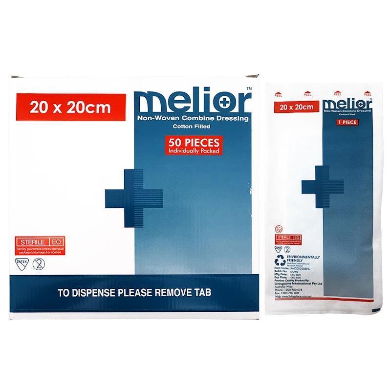 Melior Combine Dressing Pads Sterile 20 x 20cm 50 Pieces/Box product image