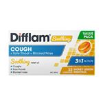 Difflam Soothing Cough + Sore Throat + Blocked Nose Honey Lemon 32 Lozenges