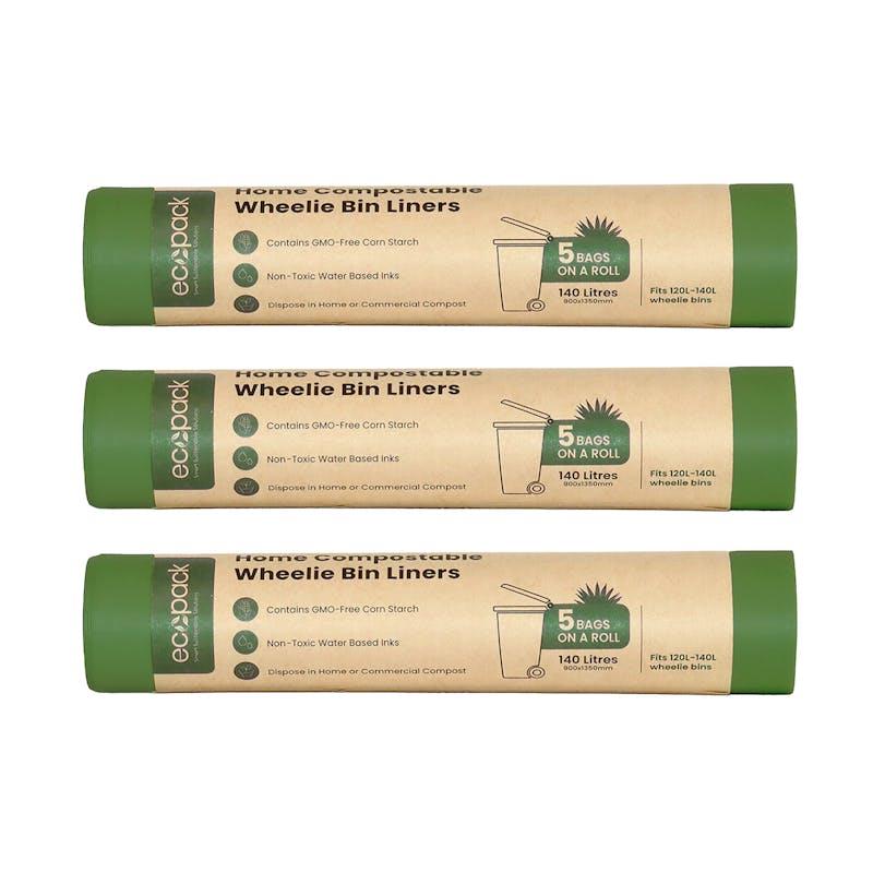 EcoSack 240 Litre X 10 Compostable Biodegradable Paper Wheelie Bin Liner Bag Sack 240l Es240l10