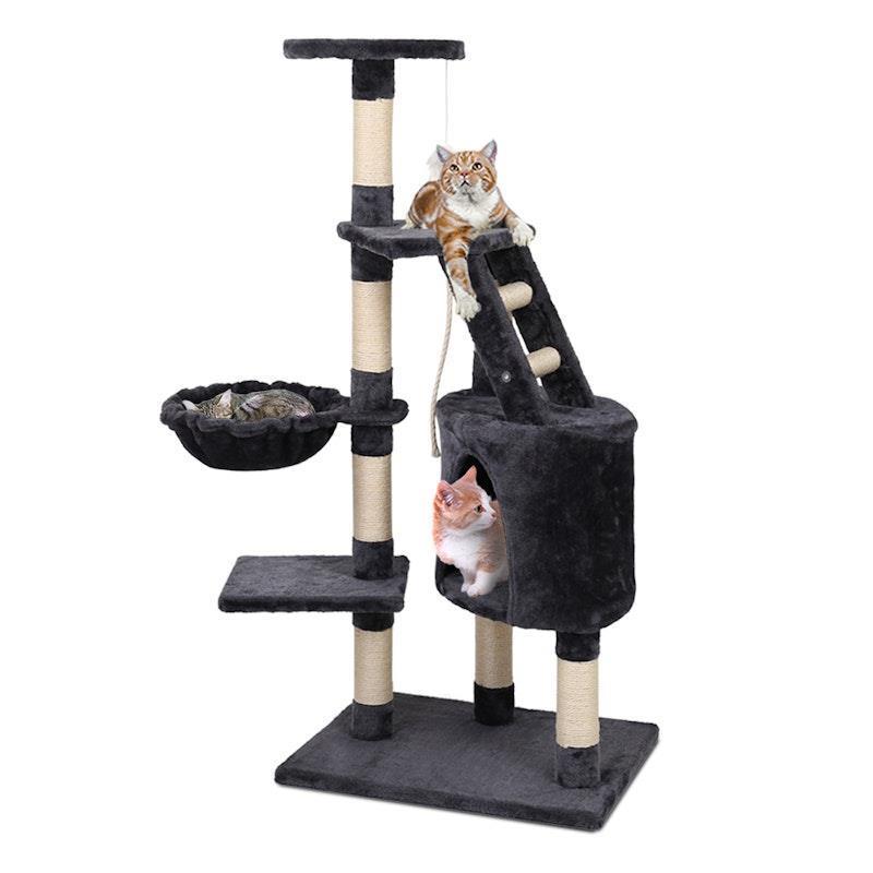 i.Pet Tower Scratching Post Scratcher Wood Condo House Bed Toys 120cm Cat Tree Dark Grey
