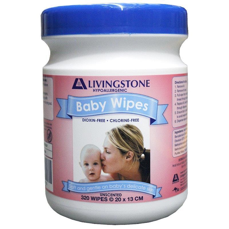 Livingstone Baby Wipes Mild Scent 20 x 13 cm 320 Pieces/Tub