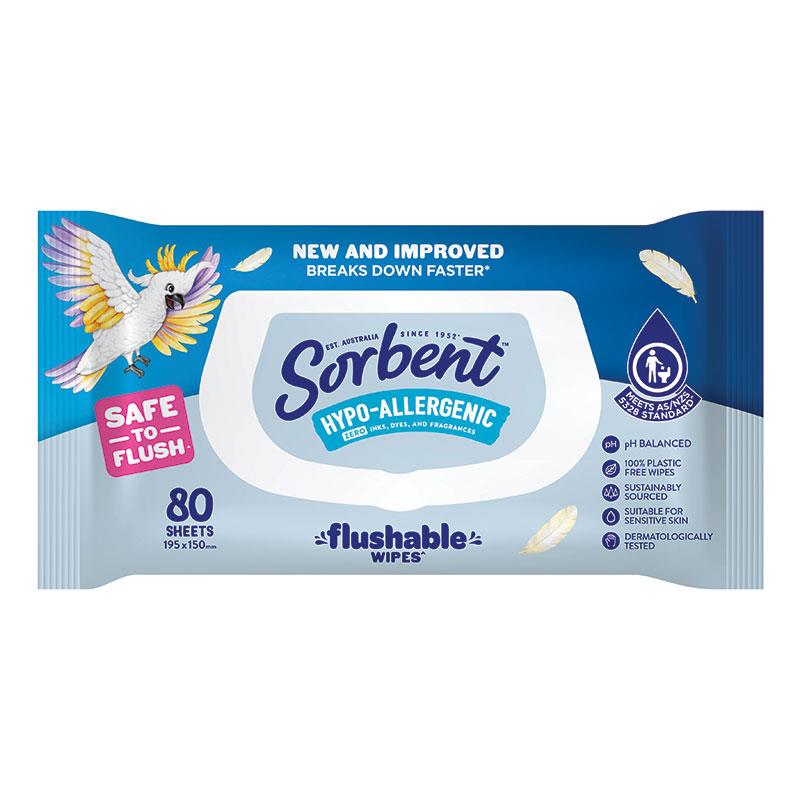Sorbent Hypo Allergenic Wipes 80 Pack