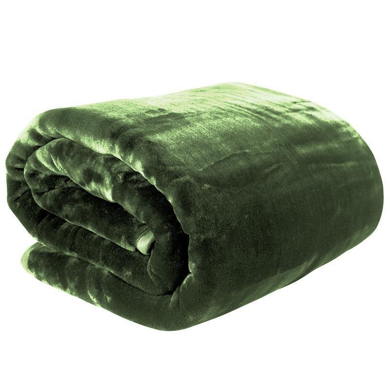 Laura Hill Mink Blanket Queen Double Sided 600GSM Faux Throw Rug 220 x 240cm Green