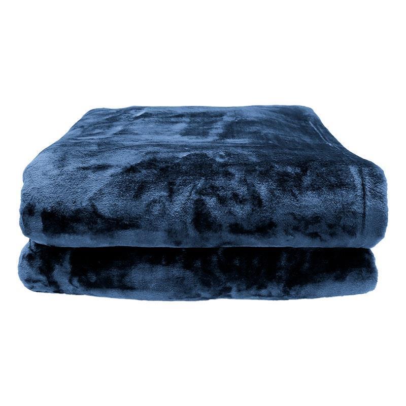 Laura Hill Mink Blanket Queen Double Sided 600GSM Faux Throw Rug 220 x 240cm Navy