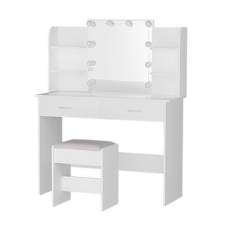 Artiss Dressing Table Set Stool 10 Led Bulbs White