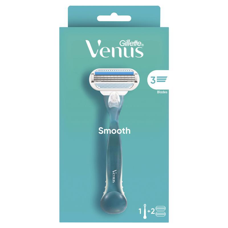 Gillette Venus Smooth Women's Razor, 1 Razor Handle + 2 Blade Refills