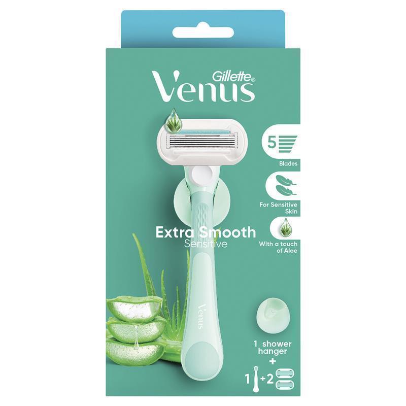 Gillette Venus Extra Smooth Sensitive Women's Razor, 1 Razor Handle + 2 Blade Refills
