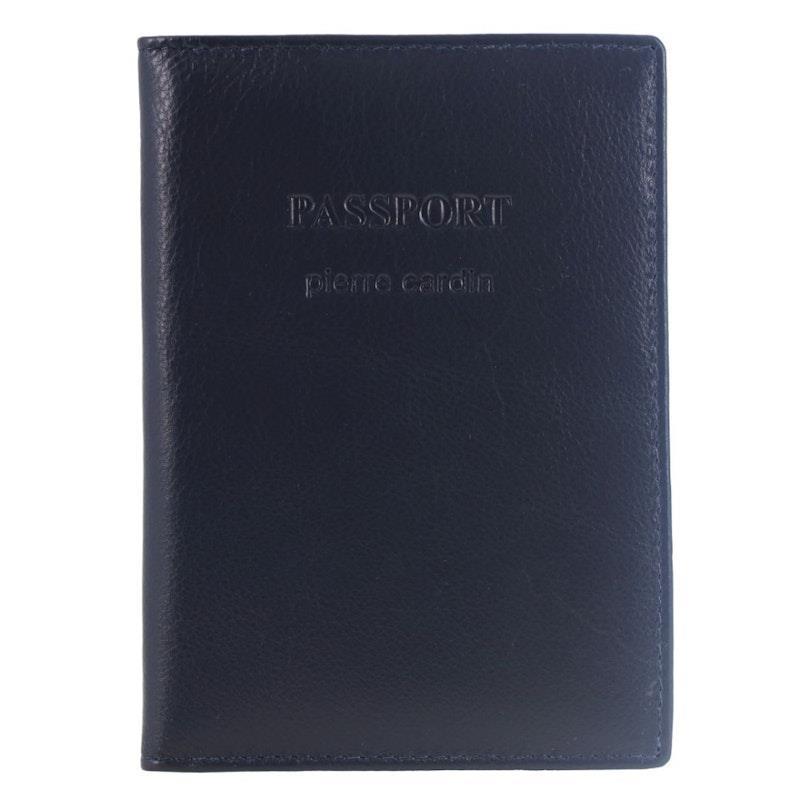 Pierre Cardin Leather Passport Wallet Cover Navy