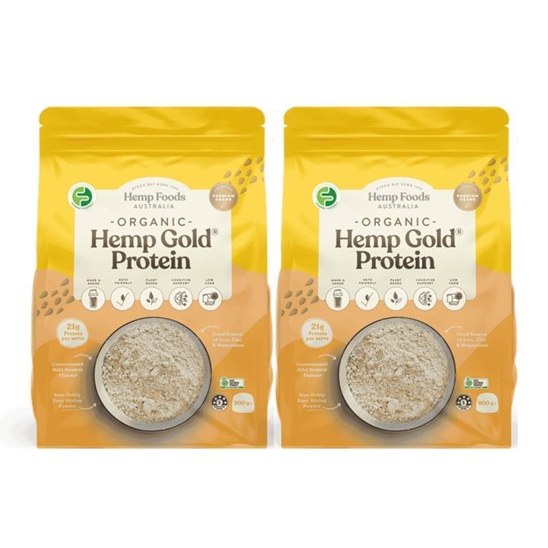 Hemp Foods Australia Organic Hemp Gold Protein Powder 900g Twin Pack