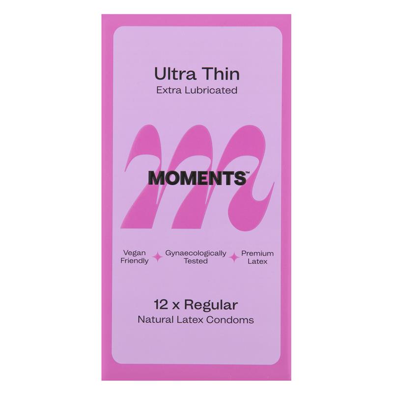 Moments Ultra Thin Regular Extra Lubricated Condoms 12 Pack