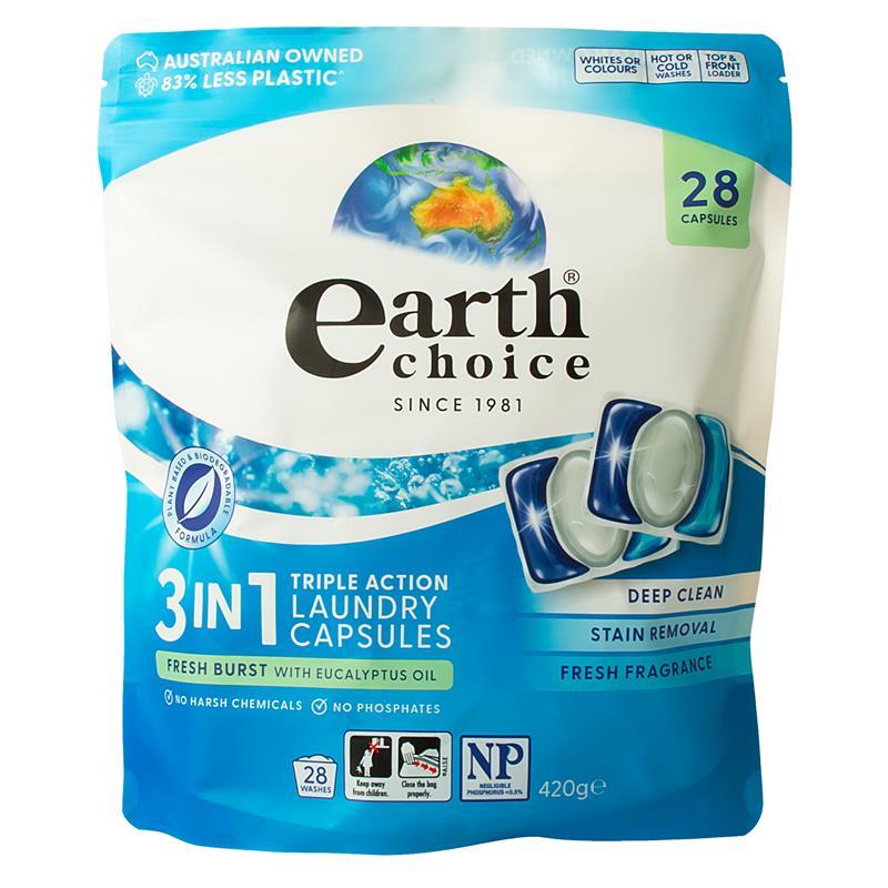 Earth Choice Laundry Capsules Eucalyptus 28 Pack