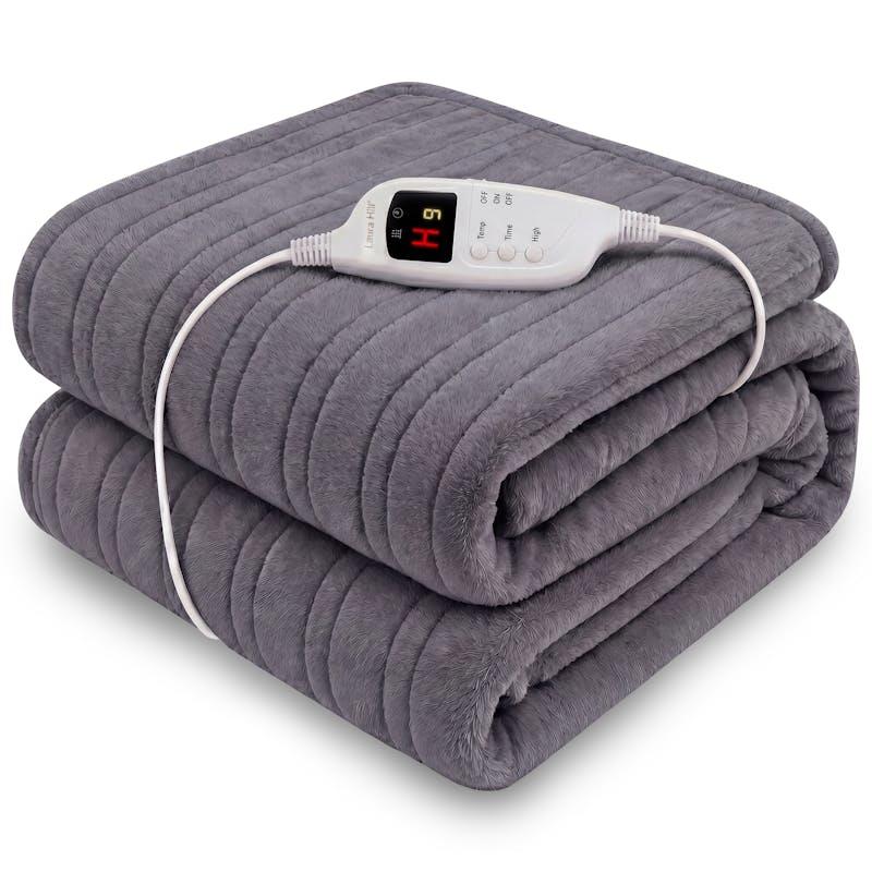 Laura Hill Heated Electric Blanket Throw Rug Coral Warm Fleece Winter Grey Grey