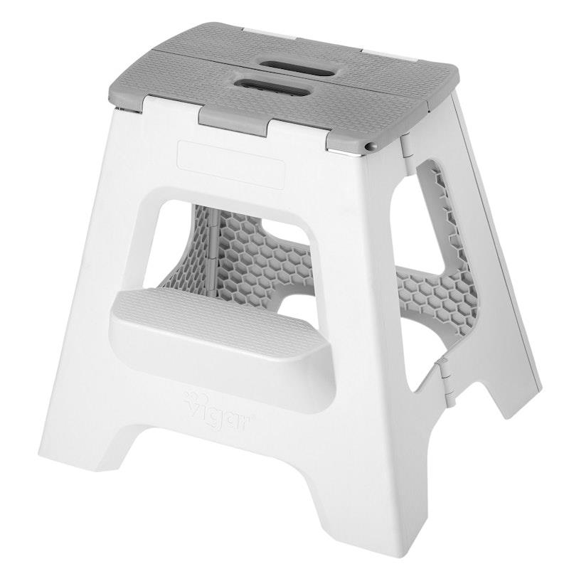 Vigar Folding Stool - 2 Step Grey 40cm 1Unit