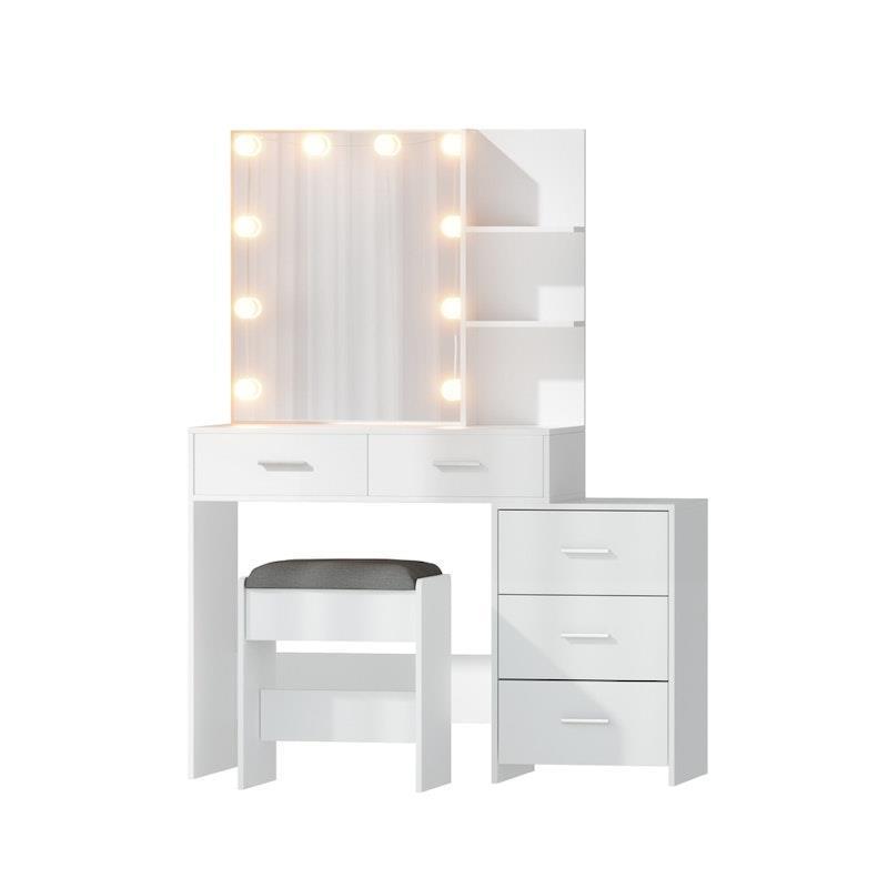 Artiss Dressing Table Set Stool 10 LED Bulbs White Dale 1Unit