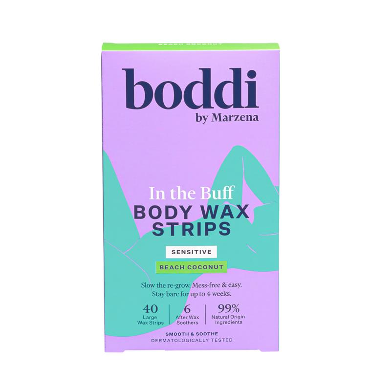 Boddi By Marzena In The Buff Body Wax Strips Sensitive Beach Coconut 40 Pack