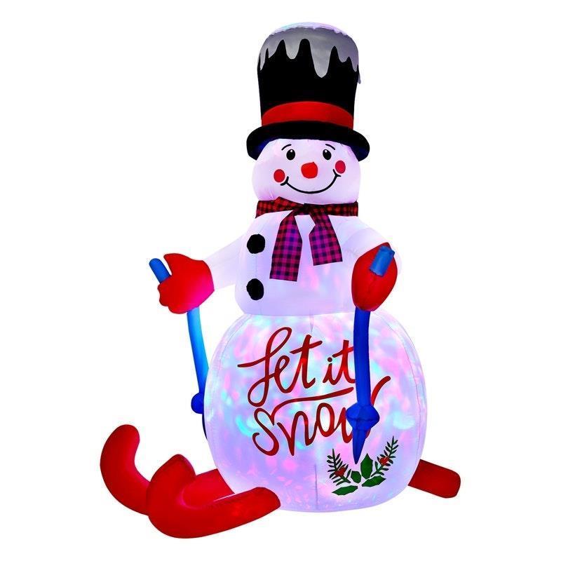 TEMU Inflatable Snowman Decoration With Led Lights - Outdoor Christmas Decor, 220-240v, Australian Plug, Festive Holiday Theme, Durable &