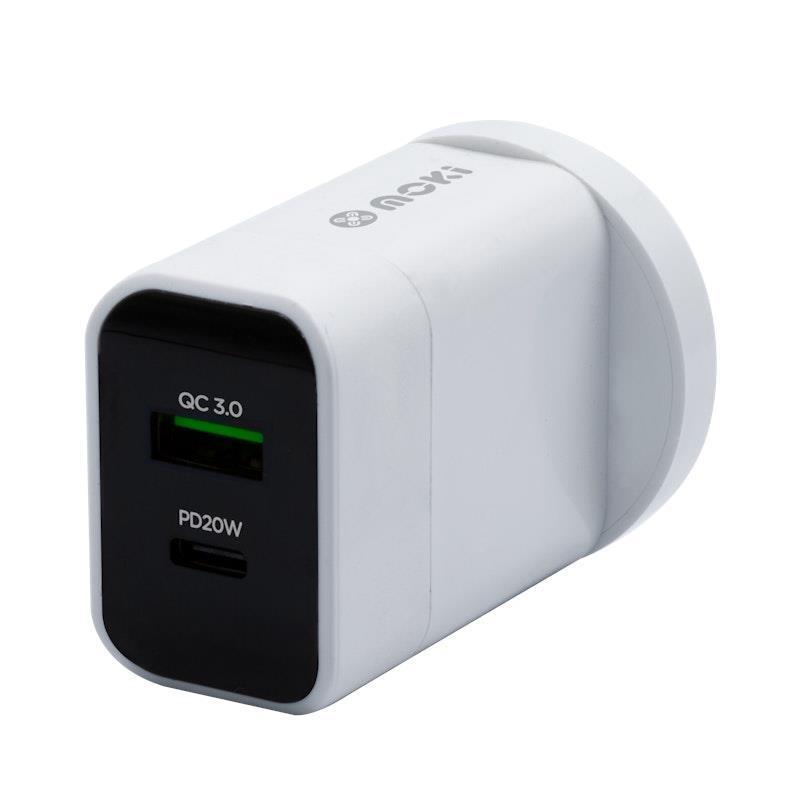 Moki PD 20W Type-C + QC USB 3.0 Wall Charger - White (GG520084)