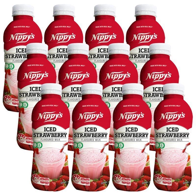 Nippy's 500Ml Flavoured Milk Iced Strawberry 12 Pack