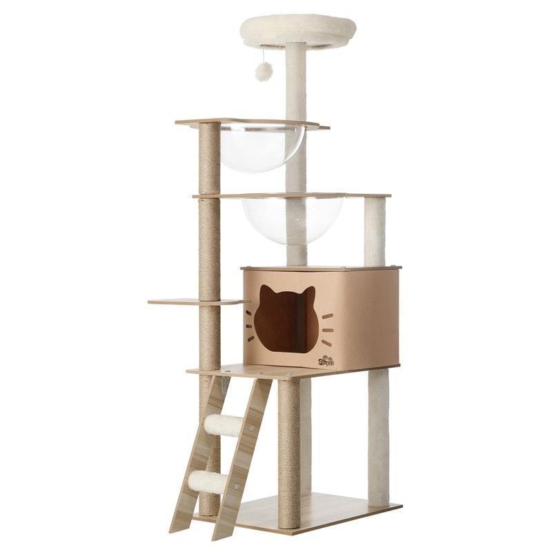 Alopet Cat Tree Tower Scratching Post Wood Scratcher Condo Detachable House 145cm 1Unit