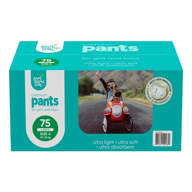 Awesome One 75PK Size 4 Ultra Light Ultra Soft Ultra Absorbent Nappy Pants Pack