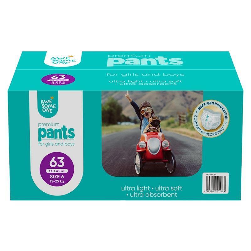 Awesome One 63PK Size 6 Ultra Light Ultra Soft Ultra Absorbent Nappy Pants Pack