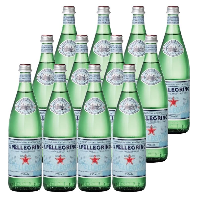 San Pellegrino 750ml Natural Mineral Water Sparkling Glass 12 Pack