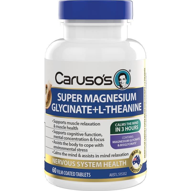 Carusos Super Magnesium Glycinate + L-Theanine 60 Capsules