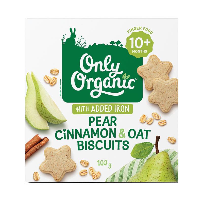 Only Organic Pear Cinnamon and Oat Biscuits 100g
